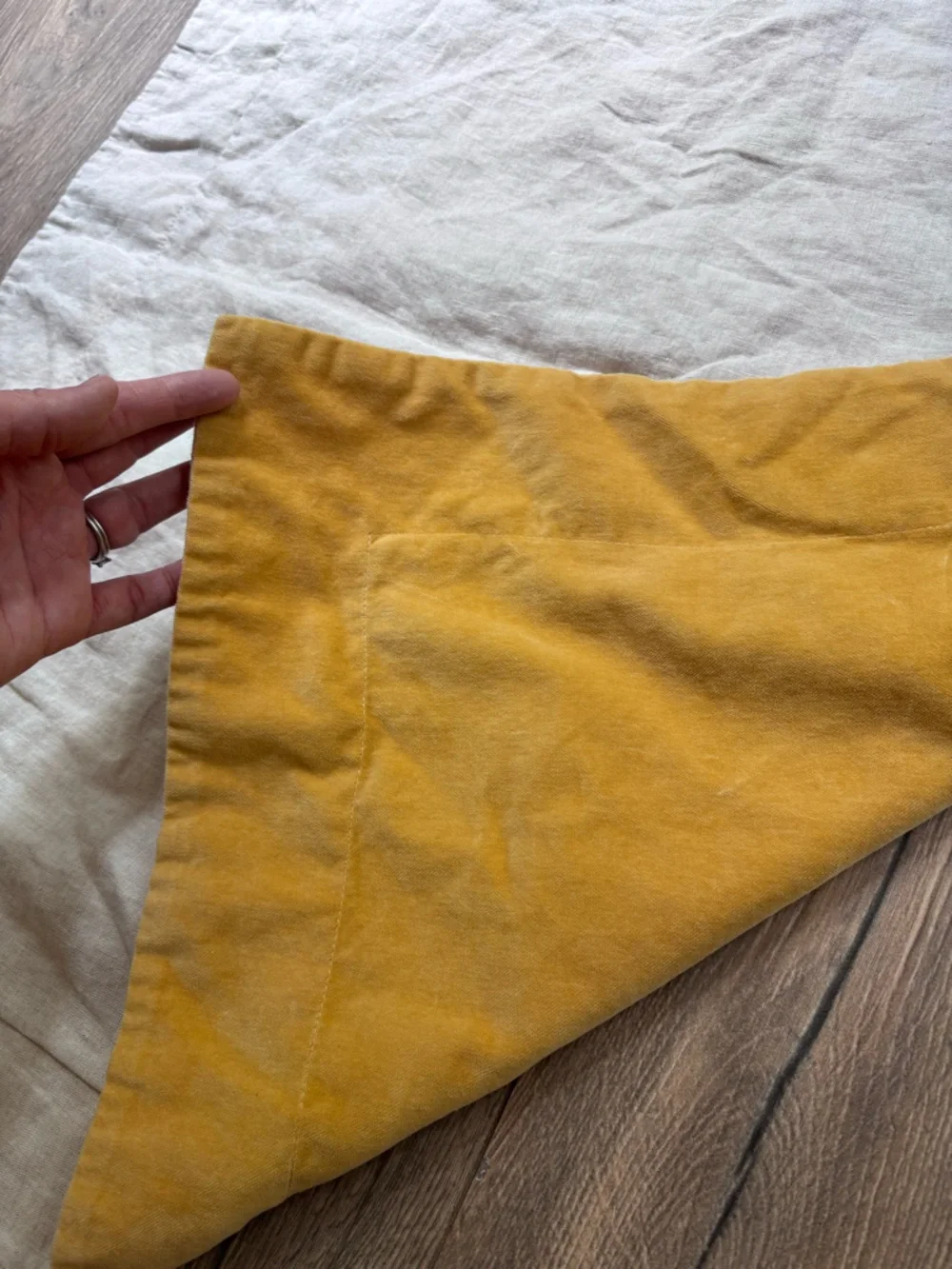 Williams-Sonoma Home Classic Velvet Standard Sham Gold Ochre Cotton Linen Accent